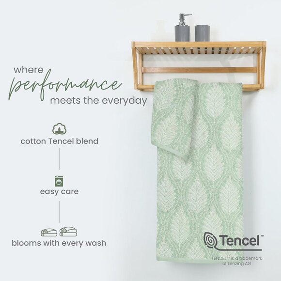 Restore Fern Ogee Bath Towel - 30"x56" Sage - Soft, Quick Dry Luxury - Picture 5 of 7